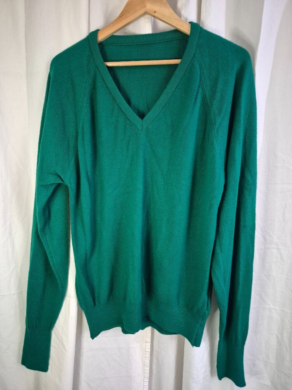 Green Vintage Union Large Knit Long Sleeve Classic Pullover Holiday Party Sweate